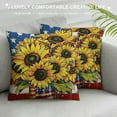 thumbnail image 3 of Chilfamy 4th of July Sunflower Patriotic Decorative Throw Pillow Covers, God Bless America Stars Stripes Cushion Case Decor, Land That I Love American USA Mason Jar Home Decoration White, 3 of 5