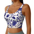 thumbnail image 2 of Fotbe Blue And White Porcelain Pattern Sujetador Deportivo Largo sin Aros para Mujer con Almohadillas y Soporte Medio, Transpirable y Absorbente, Camiseta Tipo Chaleco o Tank Top-X-Large, 2 of 8