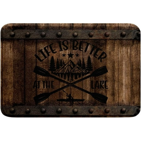 

Lake Life Bath Mats Vintage Wood Bathroom Mats Rugs Rustic Farmhouse Rug Carpets Floor Mat Bathroom Decorationsches for Kitchen Bedroom Door Mat 24x16 Inch