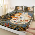 thumbnail image 4 of Homewish Bohemian Cats Animals Queen Sheets,Boho Exotic Style Queen Sheet Sets,4pcs,1 Flat Sheet, 1 Fitted Sheet and 2 Pillowcases, 4 of 6