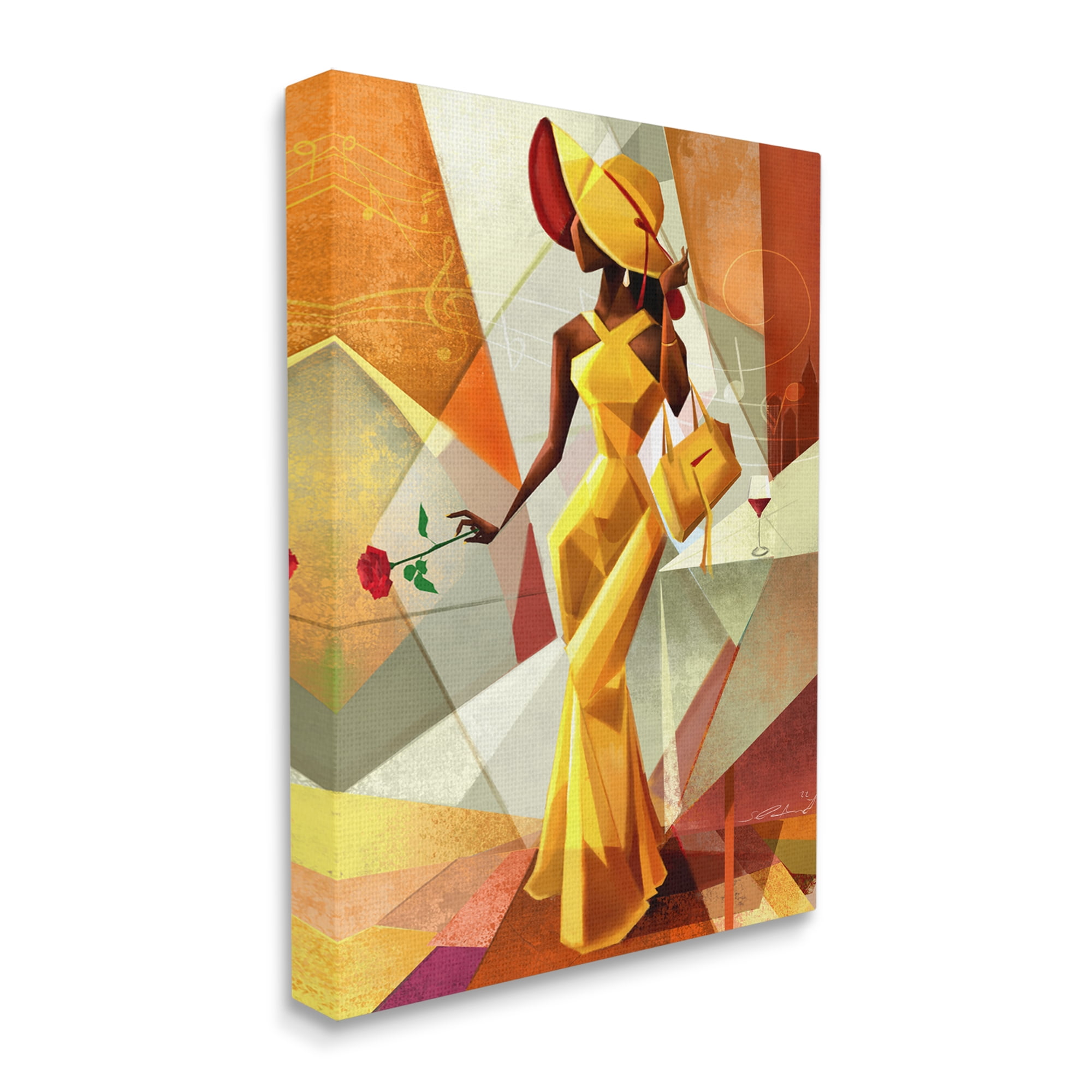 Stupell Industries Modern Cubist Fashion Girl Abstract Painting Gallery Wrapped Canvas Print Wall Art, 16 x 20