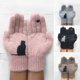 thumbnail image 3 of Guantes de punto con estampado de pájaros y gatos, guantes lindos para mujer, guantes cálidos de invierno, 3 of 3