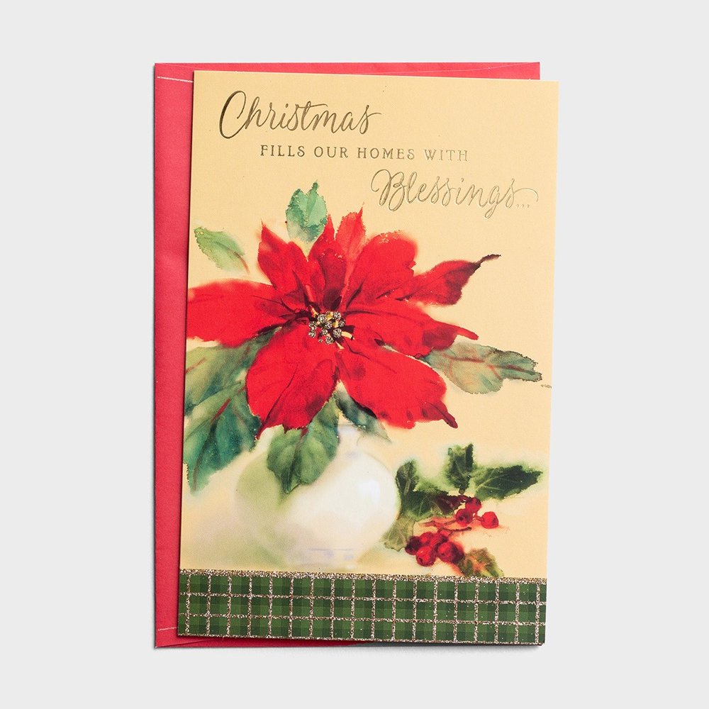 DaySpring, Christmas Blessings, Poinsettia, 18 Christmas Boxed Cards