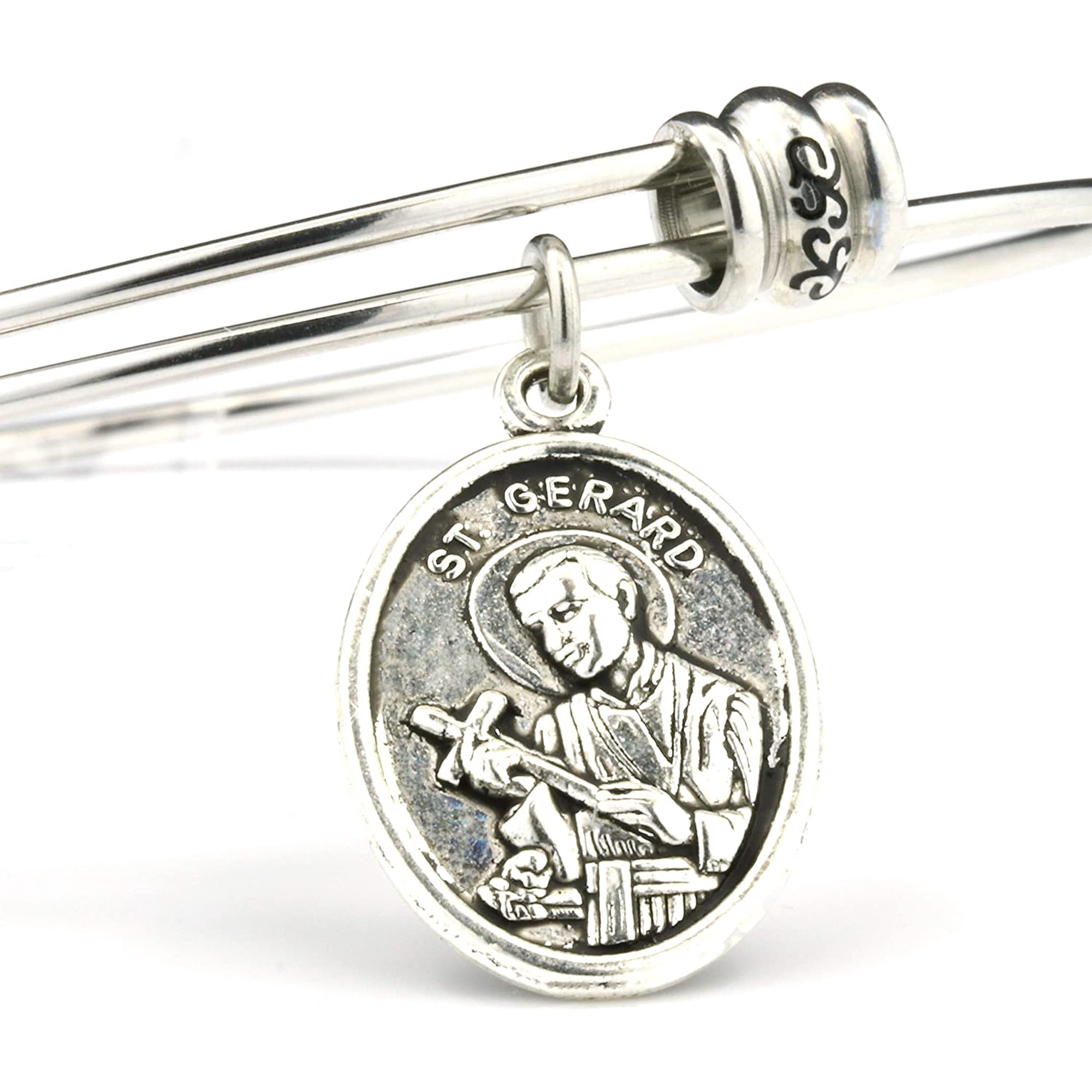 St Gerard Bracelet | 100% Stainless Steel Bangle with Alloy Charm for Adults by Dave The Bunny