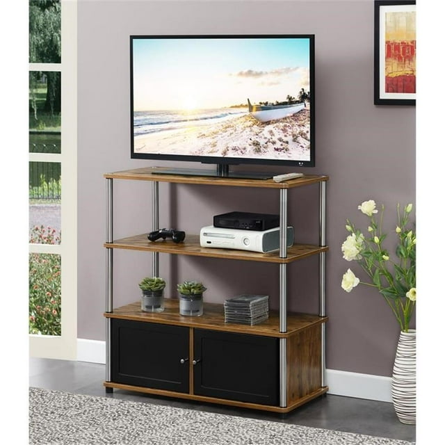 Designs2Go Meuble Télé Haut avec Armoires de Rangement et Étagères en Bois Muscade