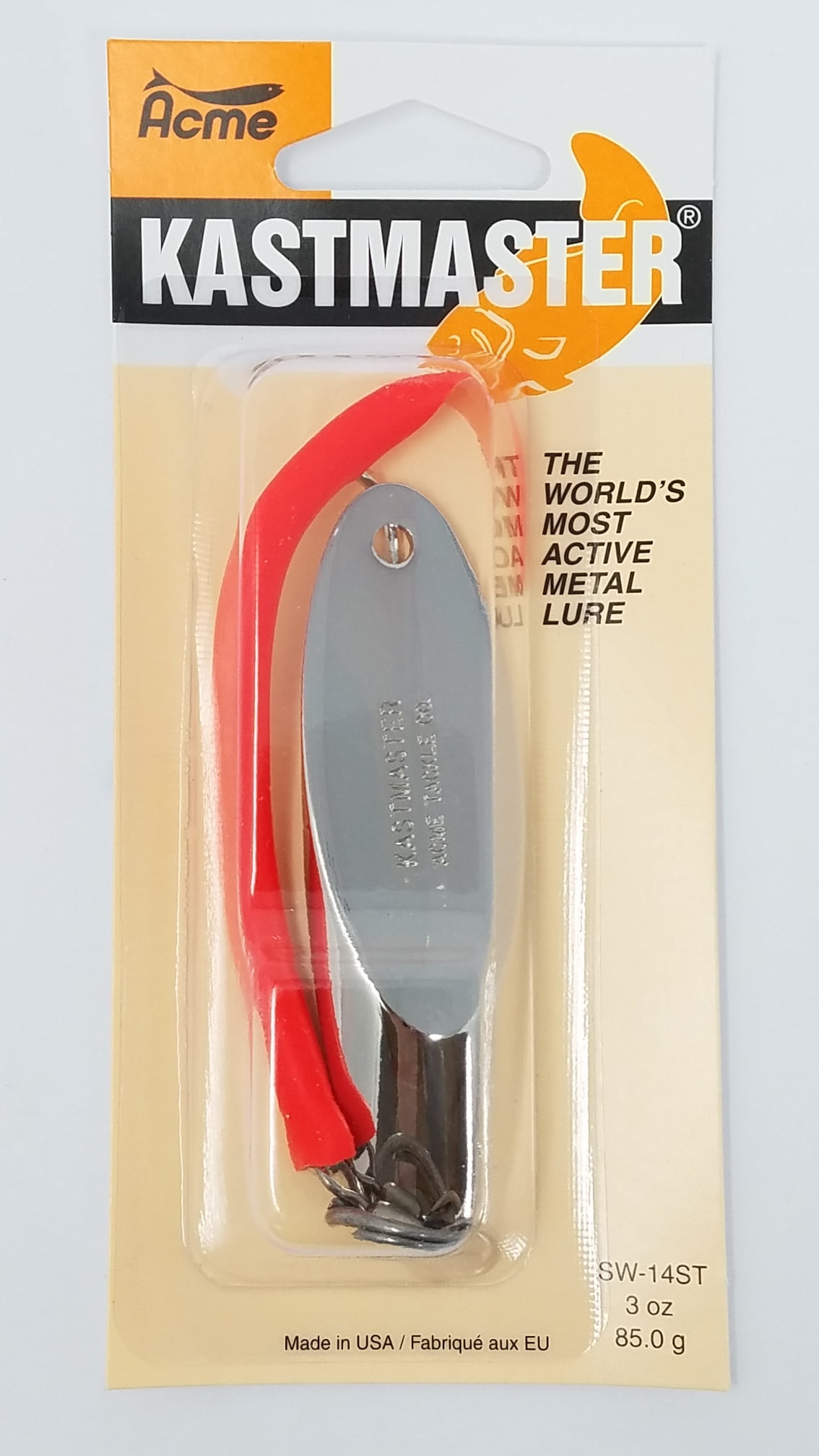 Acme Tackle Kastmaster Fishing Lure Spoon with Tube 3 oz. Chrome Red