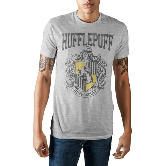 Harry Potter Hogwarts Hufflepuff House Crest Men's T-shirt (Athletic Heather,MD)