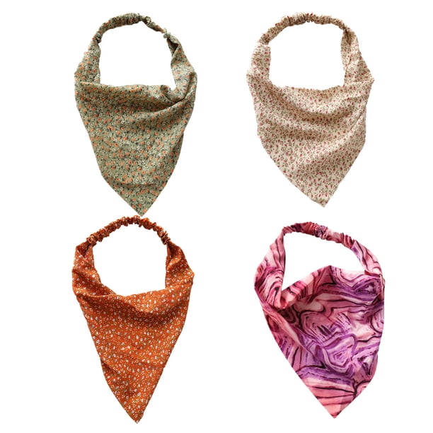 Paquete de 4 diademas de bandana triangular con pinzas para el pelo para mujer Adepaton BST3007850-5