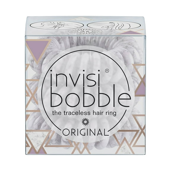 invisibobble Original Traceless Spiral Hair Ties - White Granite - 2 packs of 3