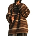 thumbnail image 5 of LMLYSoH Women Loose Striped Sweater, Adults Casual Long Sleeve Round Neck Pullover with Pocket, 5 of 9