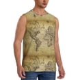 thumbnail image 2 of Haiem Men's Vintage World Map Print Tank Tops Summer Sleeveless Cut Off Workout T-Shirts Fitness Vest Athletic Undershirts-Medium, 2 of 8