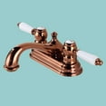 thumbnail image 2 of Renovators Supply Bathroom Faucets 4" Rose Gold Centerset Bathroom Sink Faucet w/White Double Handle and Supply Lines, 2 of 5