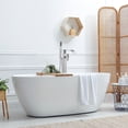 thumbnail image 5 of Wowow Brass Waterfall Single-Handle Floor Mount Freestanding Bathtub Faucet with Hand Shower and Supply Line in Brushed Nickel, 5 of 8