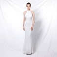 thumbnail image 1 of Banquete elegante largo halter lentejuelas damas atmósfera fría y hermosa reina vestido de noche de cola de pez, 1 of 5