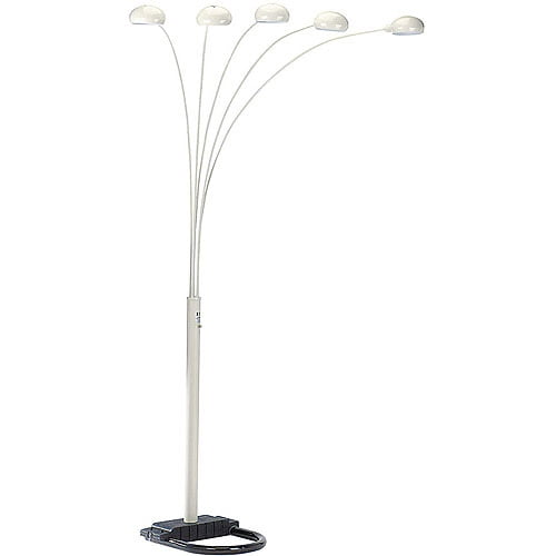 Lampe de Sol en Métal de 84 Pouces de Hauteur avec Finition Blanche et 5 Bras Arqués Réglables