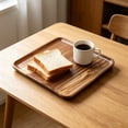 thumbnail image 4 of Linnome Solid Wood Serving Tea Tray Natural Brown Wooden Platter Raised Lip Cup Snack Fruit Display Board For Living Room Decor, 4 of 6