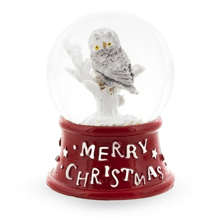 BestPysanky White Owl Miniature Snow Globe