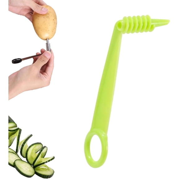 Spiral Potato Cutter, Potato Spiral Cutter – Stainless Steel Spiral Vegetable Cutter, Portable Manual Kitchen Gadget for Potatoes, Carrots, Zucchini and Cucumbers
