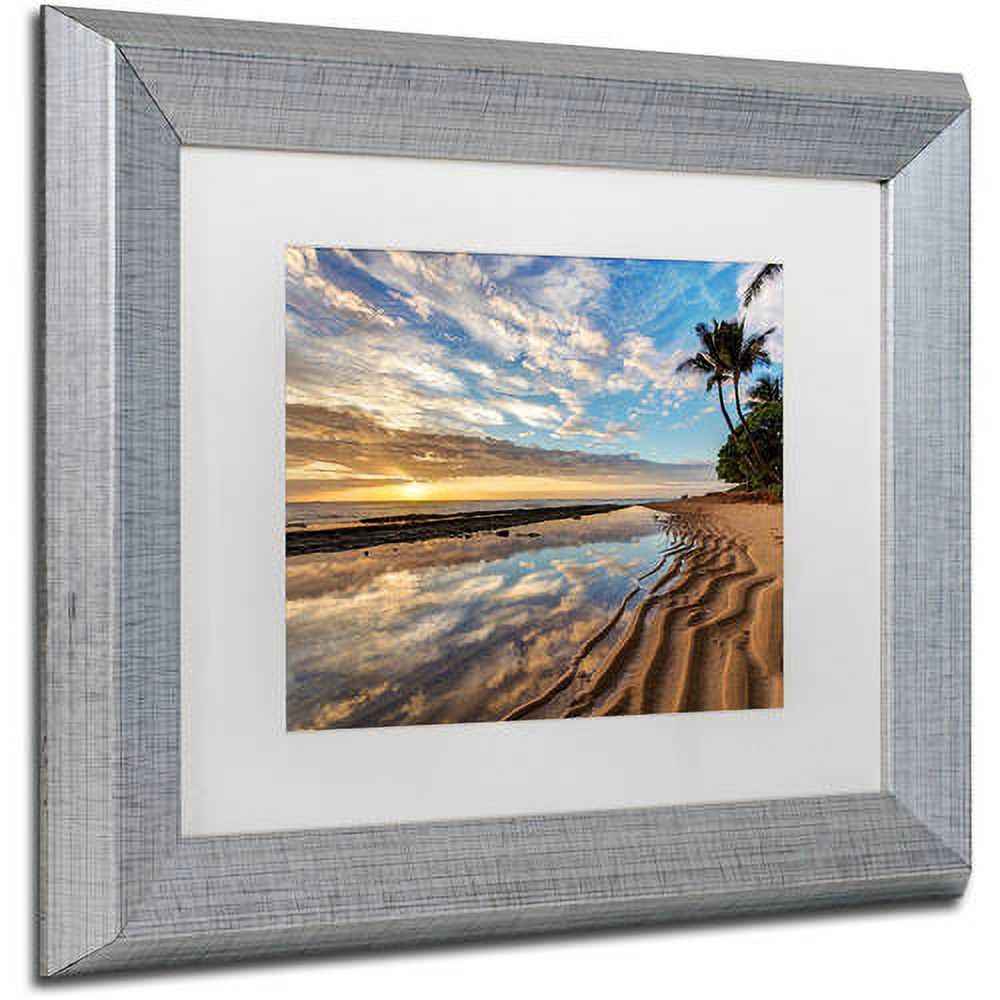 Trademark Fine Art 'Kauai Kailani Sunrise' Canvas Art by Pierre Leclerc, White Matte, Silver Frame