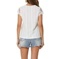 thumbnail image 3 of INSPIRE CHIC Women's Mock Neck Work Shirt Dressy Short Sleeve Casual Blouse XS White, 3 of 6