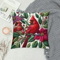 thumbnail image 2 of BCIIG  Bird Pillow Cover Christmas Poinsettia Red Cardinal Bird Leaves Flowers Decorative Throw Pillow Case 18x18 inch Cotton Linen Square Cushion Cover Sofa Bedroom, 2 of 5