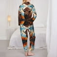 thumbnail image 3 of Pajama Sets for Women 2 Pcs, Oil Painting Style Iceberg Yak Button Down Long Sleeve Sleepwear Lounge PJ Sets, 3 of 6