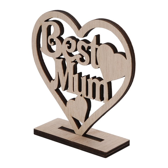 Rustic Wooden Heart Shaped Hanging Ornament Mother's Day Gift Mom Love Hollow Plywood Decorative Craft for Home Decor, 3.9x3.9x0.2 inches / 10x10x0.6 cm