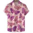 thumbnail image 2 of Camisa hawaiana con estampado de mariposa en 3D de dibujos animados, blusa de solapa de manga corta para hombre, camisetas casuales holgadas para vacaciones de verano en la calle, 2 of 5