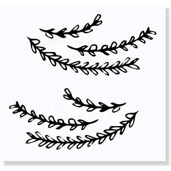 Laurel Floral Elements and Pieces Vinyl Art Decals Wall Sticker Home Décor Black