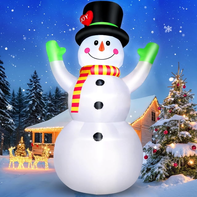 Colgador inflable con forma de muñeco de nieve de 3 m con luz LED, decoración navideña