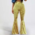 thumbnail image 2 of hotojiny Womens Velvet Flare Pants Elastic High Waist Pull On Bootcut Pants Wide Leg Stretch Bell Bottom Trousers, 2 of 5