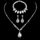 thumbnail image 2 of Conjunto de joyería de boda para novia, pendientes, collar y gota de agua con circonitas y diamantes brillantes, 2 of 6