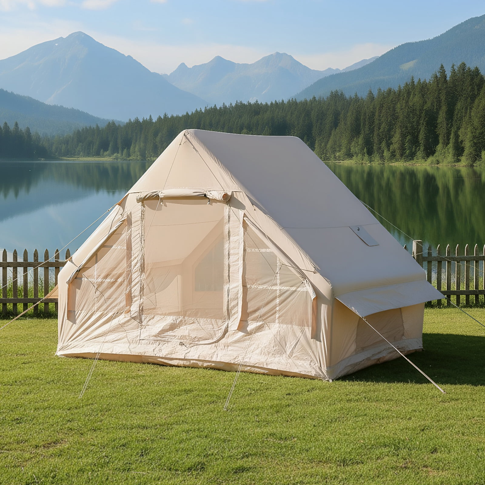 Btidfty Air Glamping Tents with Pump Glamping Camping Tents House Waterproof Oxford for 4 Seasons