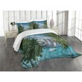 thumbnail image 3 of Ambesonne Detroit Quilted Bedspread Set 3 Pcs, Summer Afternoon River, Queen Size, Green Blue Aqua, 3 of 5