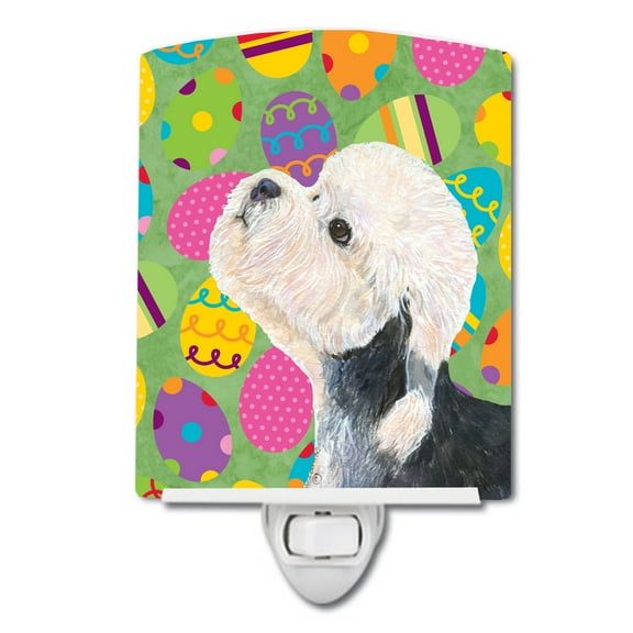 Caroline's Treasures SS4848CNL Dandie Dinmont Terrier Easter Eggtravaganza Ceramic Night Light, 6x4x3", multicolor