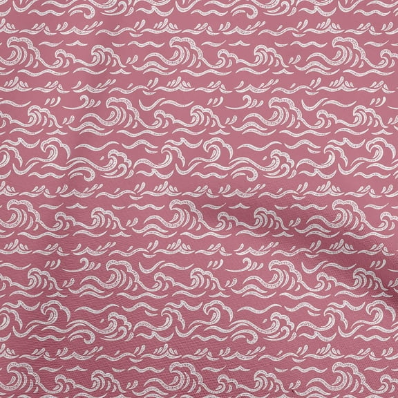 oneOone Velvet Red Fabric Asian Japanese Wave Sewing Material Print Fabric By The Yard 58 Inch Wide