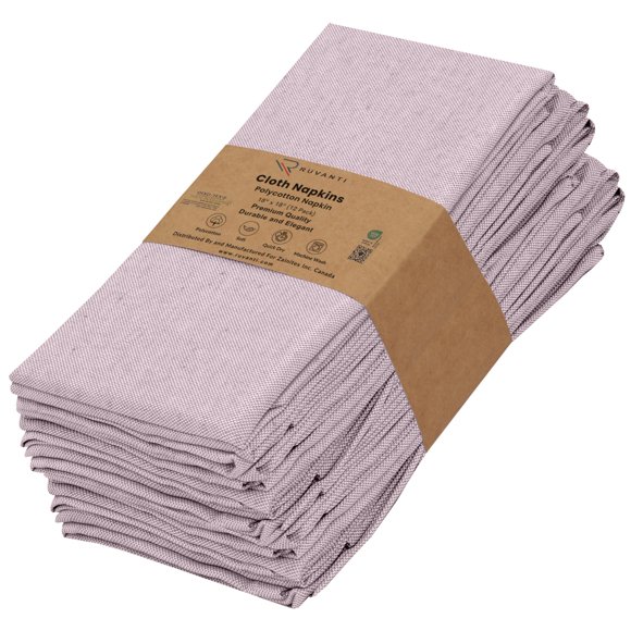 Juego de 12 servilletas de tela RUVANTI, polialgodón, color malva, 18 x 18 cm