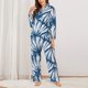 thumbnail image 2 of Fotbe Blue Shells Conjunto de Pijama de Manga Larga para Mujer con Estampado, Ropa de Dormir de 2 Piezas, Conjunto de Casa Suave y Cómodo con Bolsillos-Large, 2 of 7