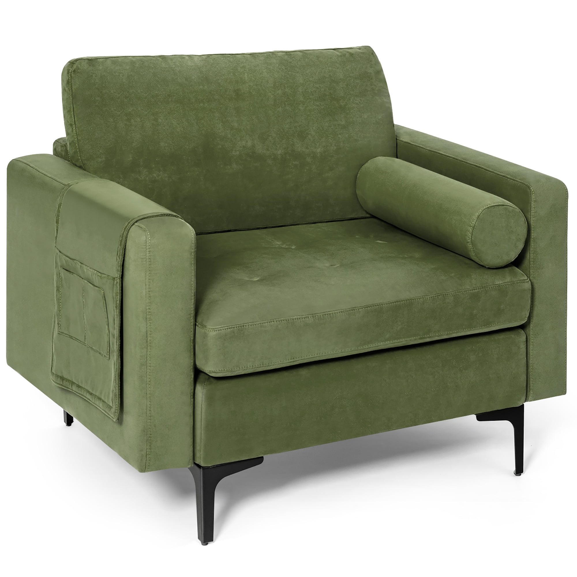 green fabric armchair