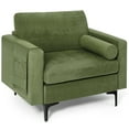 thumbnail image 1 of Costway Tissu Accent Canapé Simple W / Mitre & Côté Poche de Rangement Armée Vert, 1 of 9