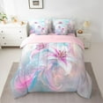 thumbnail image 2 of Castle Fairy Floral Lily Bedding Comforter Set 7 Pieces for Children Teens Adults,Abstract Gradient Flower Full Bedding Set Lightweight,Spring Garden Fitted Sheet Flat Sheet,Microfiber Bedroom Decor, 2 of 8