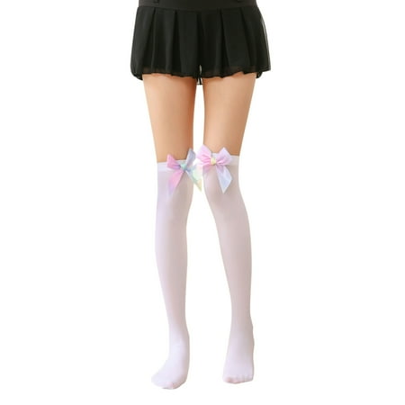 

ZMHEGW Women s Socks Stockings Lace White Bow Over The Knee Leggings Stockings Socks