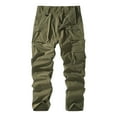 thumbnail image 2 of Mens Cargo Pants Slim Fit Stretchy Blend Straight Leg Solid Color Hiking Work Trousers Army Green 40, 2 of 3