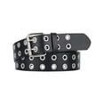 thumbnail image 1 of Cinturón de doble ojal Cinturón punk de cuero de pu para mujeres Hombres Jeans Cinturones de 2 agujeros 1.5 de ancho (negro) Feliz Sencillez, 1 of 4