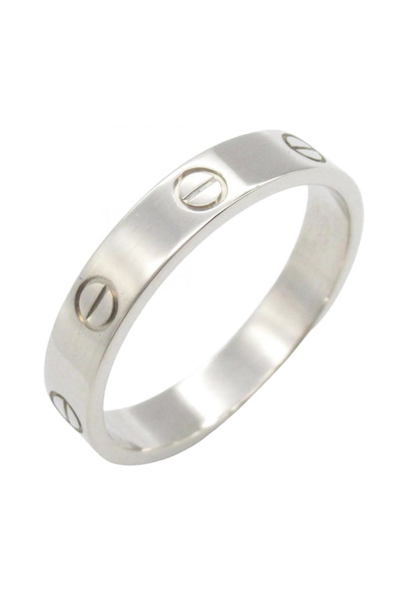 Pre-Owned Cartier Mini Love Ring, 18K White Gold, Silver, for Men and Women, B4085100 (Good)
