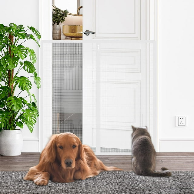 BELOVING Barrière pour Enfant Barrière Rétractable Empêcher le Rampement Installation Sans Perçage Barrière pour Chat Chien pour Intérieur Extérieur Terrasse Patio S