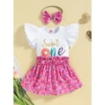 thumbnail image 2 of Baby Girl First Birthday Outfit Sweet One Romper Donut Skirt Headband Set 1st/1/2 Half 1 Year Old Cake Smash Clothes, 2 of 8
