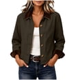 thumbnail image 2 of Mifsaly Womens Barn Jackets Corduroy Collar Button Down Bomber Jacket Fall Winter Fashion Vantage Western Style Daily Outdoor Casual Dating Work Office Lounge Outfits, 2 of 9
