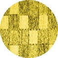 thumbnail image 1 of Ahgly Company Machine Washable Indoor Round Checkered Yellow Modern Area Rugs, 8' Round, 1 of 4