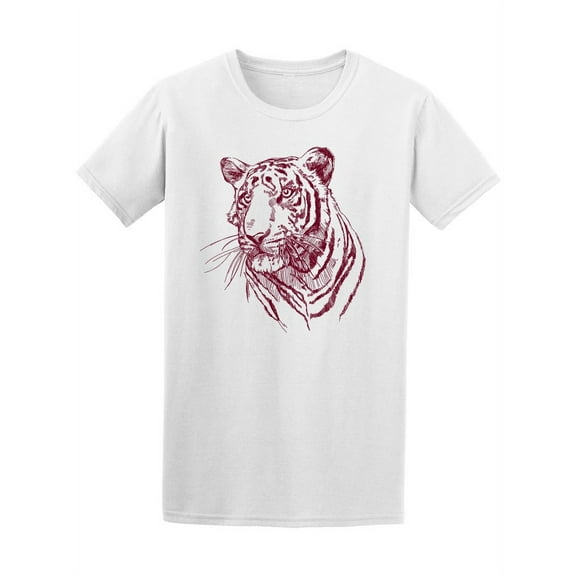 Realistic Tiger Sketch T-Shirt Men -Image by Shutterstock, Male 3X-Large